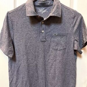 Vineyard Vines Polo Shirt Youth Large White Blue Striped Edgartown Pima Casual